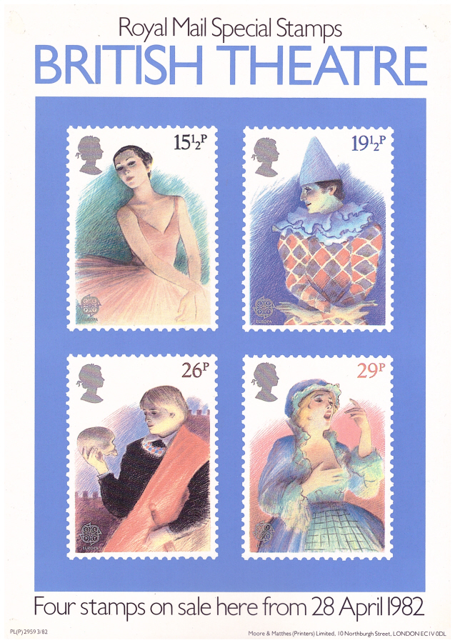 (image for) 1982 British Theatre Post Office A4 poster. PL(P) 2959 3/82.